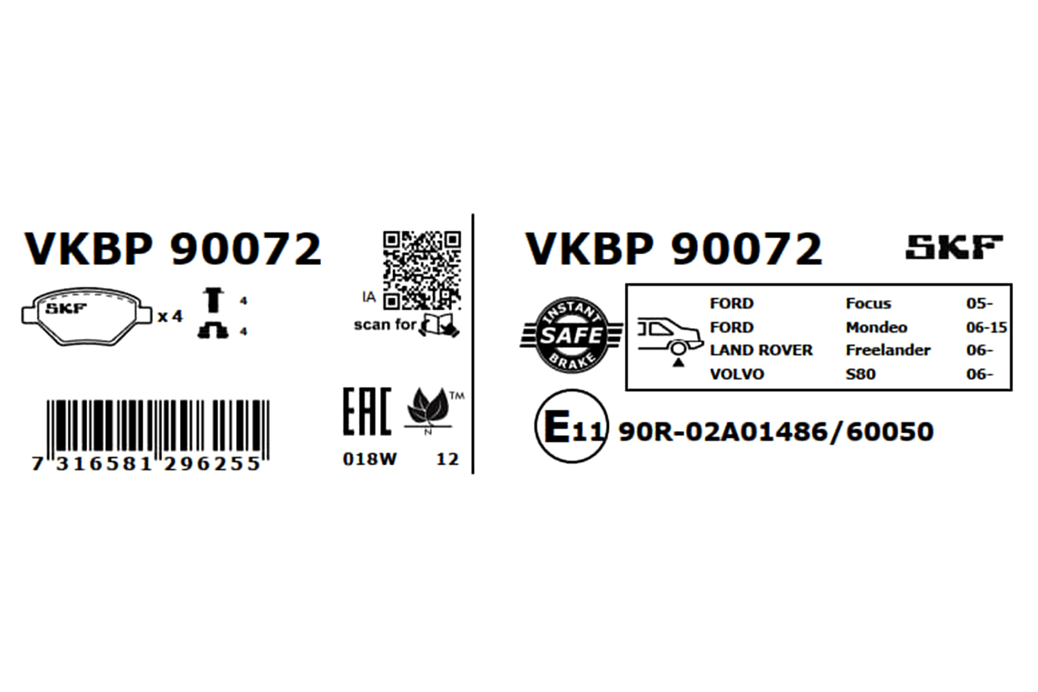 Placute frana SKF VKBP90072